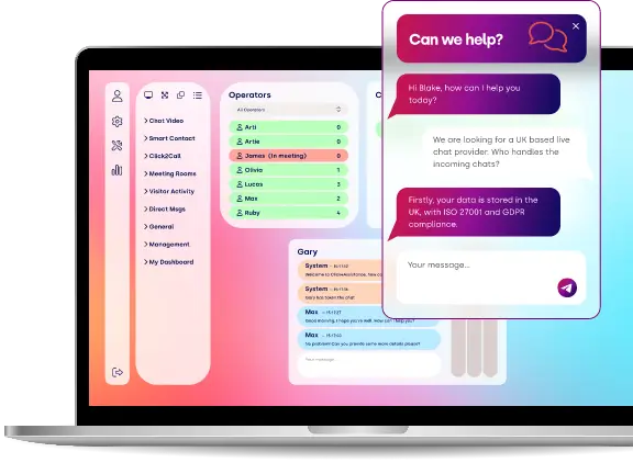 Live chat dashboard and custom chat window